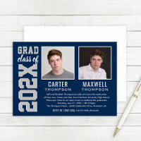 Deux diplômés Marine Grey Graduation Party Photo