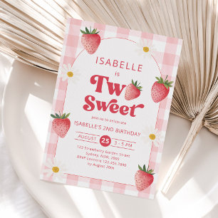 Invitation Deux douce Fraise fraise 2e fête d'anniversaire