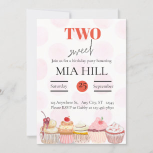 Invitation Deux douces fête du 2e anniversaire