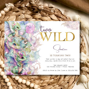 Invitation Deux dragons magiques sauvages anniversaire de enf