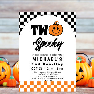Invitation Deux Éffrayant Fun Retro Halloween 2e fête d'anniv
