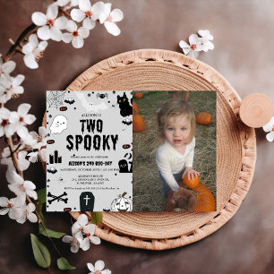 Invitation Deux Éffrayant Ghost Halloween 2e fête d'anniversa