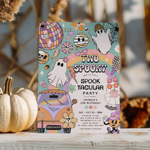 Invitation Deux Éffrayant Retro Fun Halloween 2e fête d'anniv