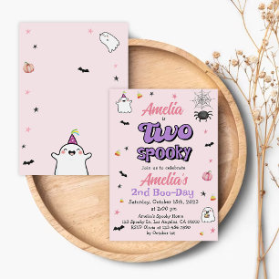Invitation Deux Éffrayante Halloween Girl 2e Anniversaire Inv