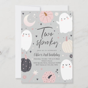 Invitation Deux Éffrayants Boho Halloween Ghost 2e fête d'ann