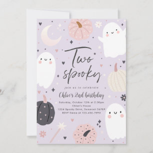Invitation Deux Éffrayants Boho Halloween Ghost 2e fête d'ann