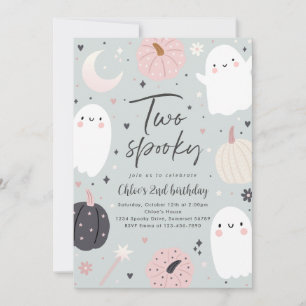 Invitation Deux Éffrayants Boho Halloween Ghost 2e fête d'ann