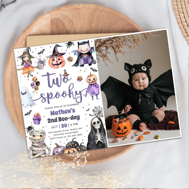 Invitation Deux Éffrayants fantômes d'Halloween 2e anniversai (Créateur téléchargé)