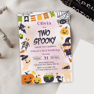 Invitation Deux Éffrayants Halloween mignonne Fête d'Annivers