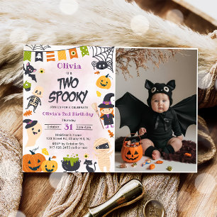 Invitation Deux Éffrayants Halloween mignonne Fête d'Annivers