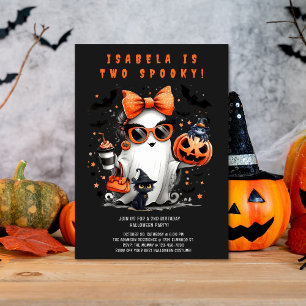 Invitation Deux Fantôme Éffrayant Halloween 2e fête d'anniver
