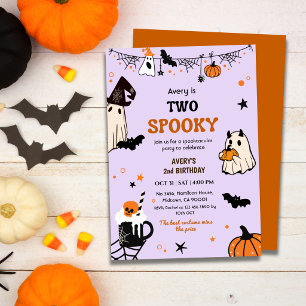 Invitation Deux Fantômes de Joyeux Anniversaire d'Halloween D