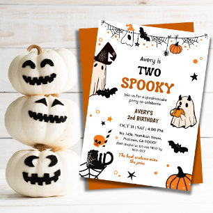 Invitation Deux Fantômes de Joyeux Anniversaire d'Halloween D