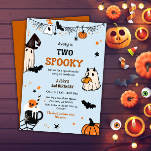 Invitation Deux Fantômes Drôles d'Anniversaire Halloween
