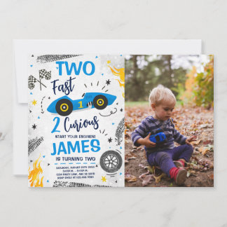 Invitation Deux Fast 2 Curieux Bleu 2ème Anniversaire Photo