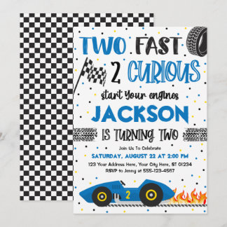Invitation Deux Fast 2 Curious Birthday Invitation, Boy Racin