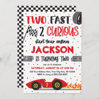 Invitation Deux Fast 2 Curious Birthday Invitation, Boy Racin