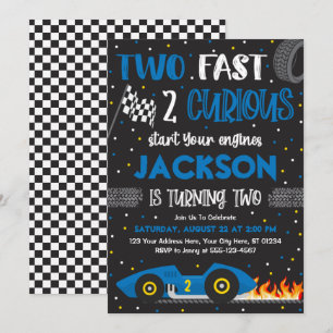 Invitation Deux Fast 2 Curious Birthday Invitation, Boy Racin