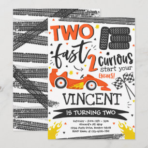 Invitation Deux Fast 2e fête d'anniversaire Orange Race Car P