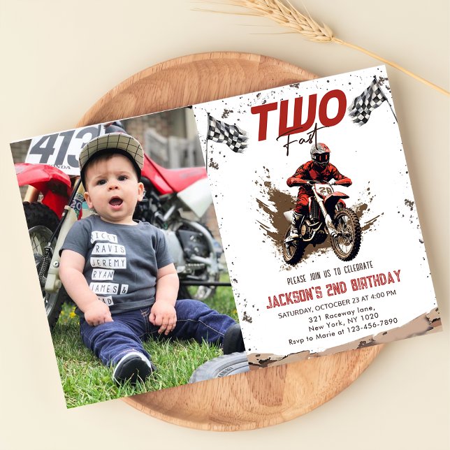 Invitation Deux Fast Dirt Bike Adventure 2e Anniversaire Phot (Créateur téléchargé)