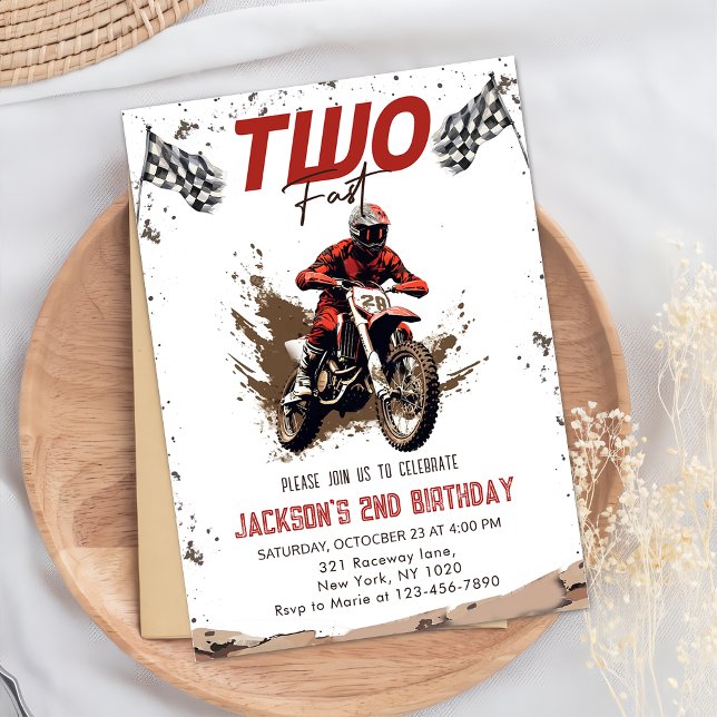 Invitation Deux Fast Dirt Bike Adventure 2e fête d'anniversai (Créateur téléchargé)