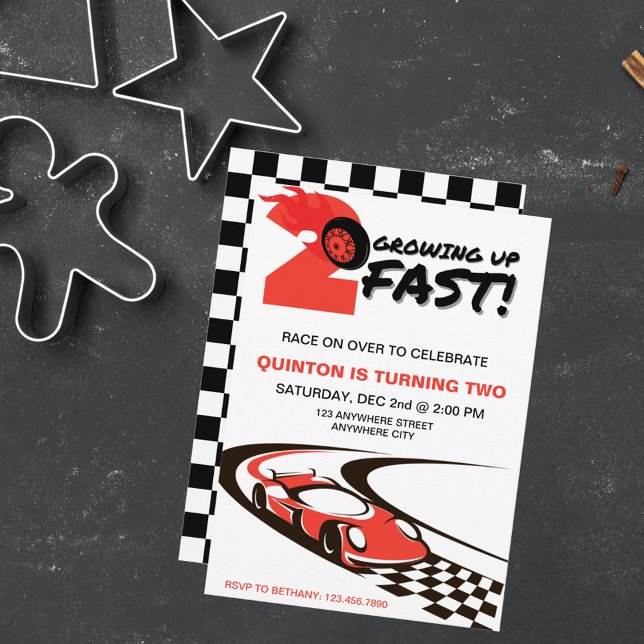 Invitation Deux Fast Party Race Car 2e fête d'anniversaire (Créateur téléchargé)