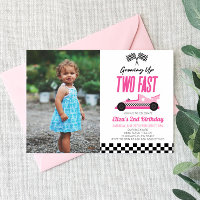 Deux Fast Pink Race Car 2e fête d'anniversaire