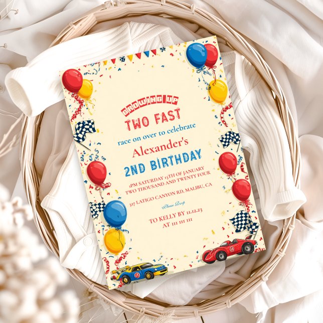 Invitation Deux Fast Race Car 2e Anniversaire (Créateur téléchargé)