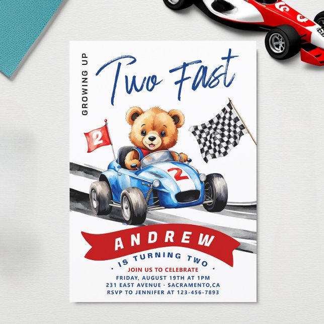 Invitation Deux Fast Race Car 2e Anniversaire (Créateur téléchargé)