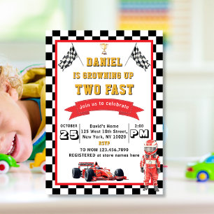 Invitation Deux Fast Race Car 2e fête d'anniversaire