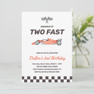Invitation Deux Fast Race Car 2nd Boy's Birthday Party