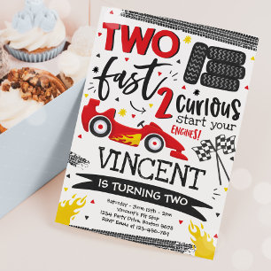 Invitation Deux fête d'anniversaire rapide Red Race Car 2e an