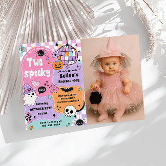Invitation DEUX fêtes d'anniversaire Halloween bleues et effr
