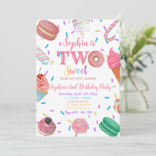 Invitation Deux filles douces Donut Rose Dessert 2e anniversa