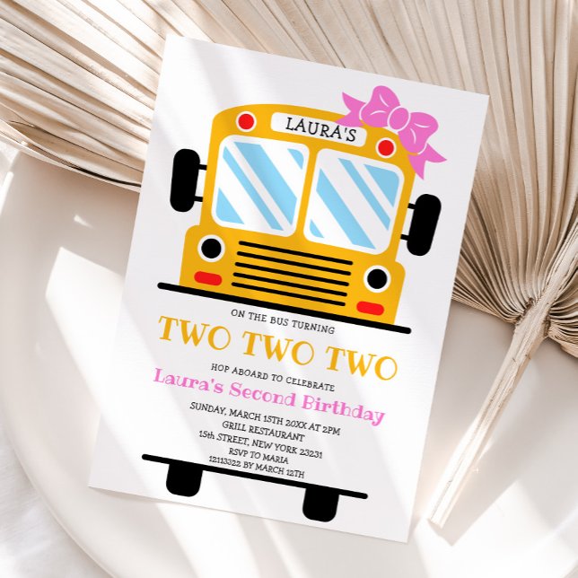 Invitation Deux fois deux écolières Bus Fête d'Anniversaire (Créateur téléchargé)