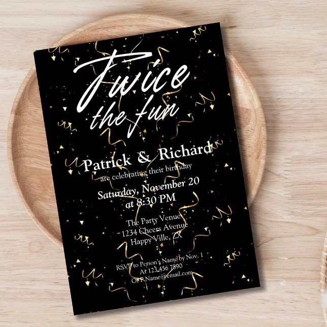 Invitation Deux fois les amis amusants Jour d'anniversaire co (Créateur téléchargé)