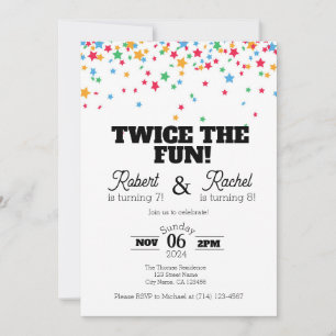 Invitation Deux fois l'Invitation Fun Double Anniversaire