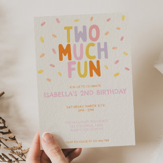 Invitation Deux fois plus amusant Fille de 2e anniversaire Co