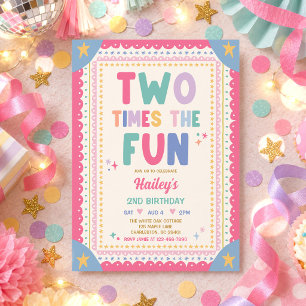 Invitation Deux fois plus de plaisir Anniversaire fantaisiste