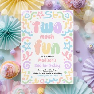 Invitation Deux fois plus de plaisir Confetti Balloon Anniver