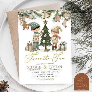 Invitation Deux Fun Little Elf Fête d'Anniversaire