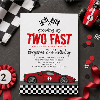 Invitation Deux Garçon de Course Rapide 2ème Fête d'Anniversa