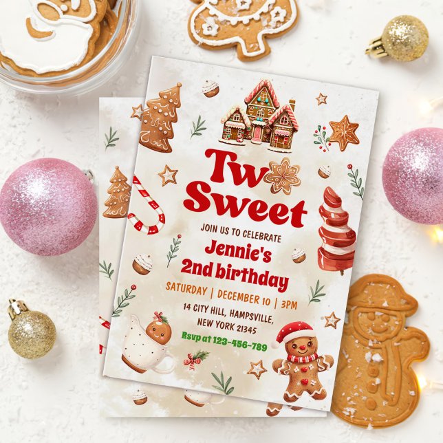 Invitation Deux gâteaux de Noël doux 2e fête d'anniversaire (Créateur téléchargé)