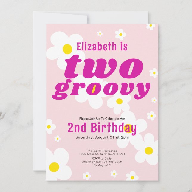 Invitation Deux hippie Super 2e anniversaire de puissance de  (Devant)
