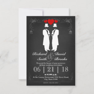 Invitation Deux hommes en smoking avec casquettes - mariage g