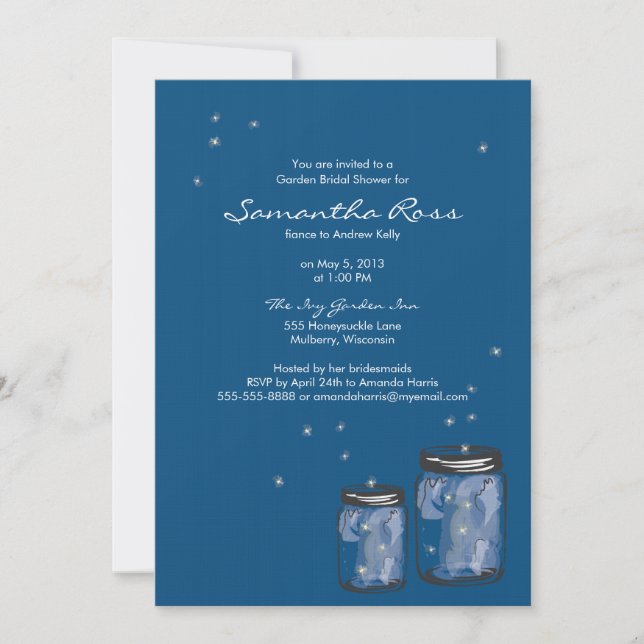 Invitation Deux jarres Mason et Fête des mariées de lucioles (Devant)