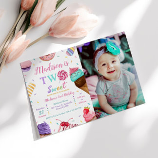 Invitation Deux jolies photos fête d'anniversaire