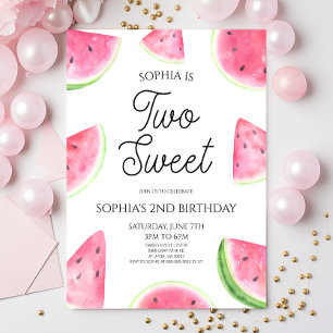 Invitation Deux jolis pastèques roses vertes pour une fête d'