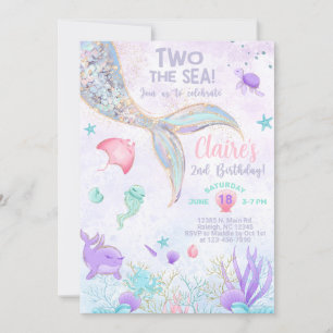Invitation Deux la fille de la mer 2e anniversaire sirène inv