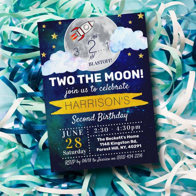 Invitation Deux La Lune 2e Anniversaire (Créateur téléchargé)